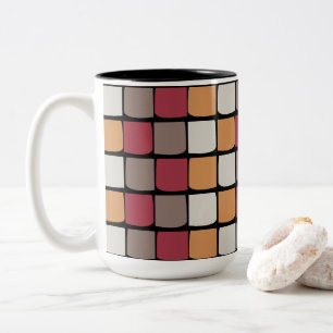 Geometric Colour Block Pattern Two-Tone Coffee Mug