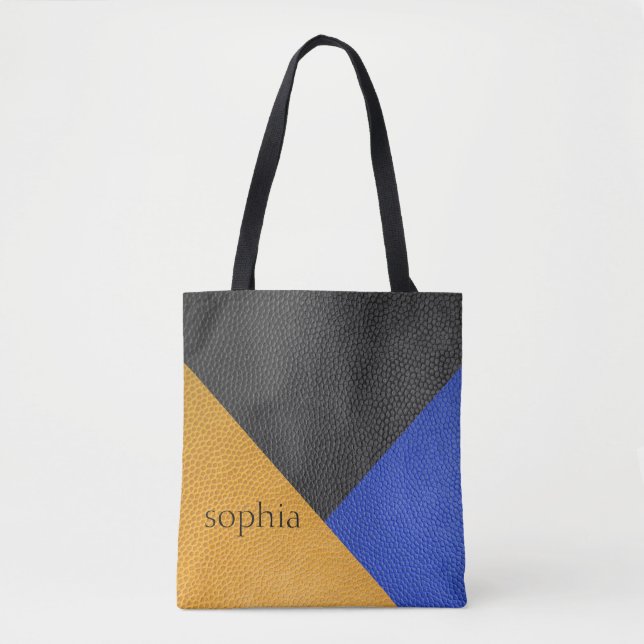 Geometric Colour Block Personalised Tote Bag (Front)