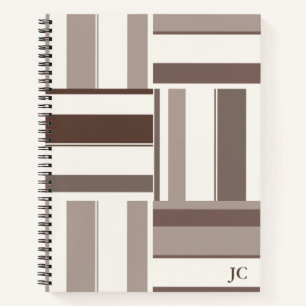 Geometric Colour Block Rectangles - Brown and Beig Notebook
