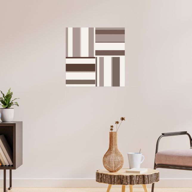 Geometric Colour Block Rectangles - Brown and Beig Poster (Living Room 3)
