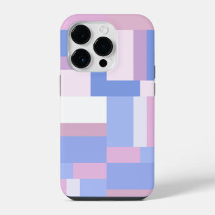 Geometric Colour Block Rectangles - Pink and Blue iPhone 14 Pro Case