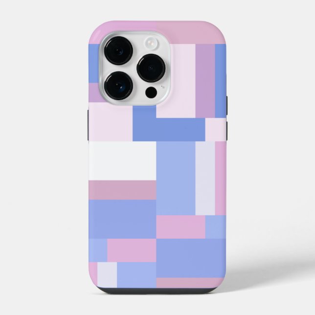 Geometric Colour Block Rectangles - Pink and Blue iPhone Case (Back)