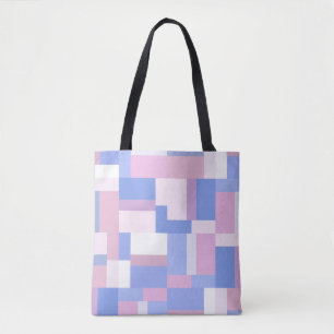 Geometric Colour Block Rectangles - Pink and Blue Tote Bag