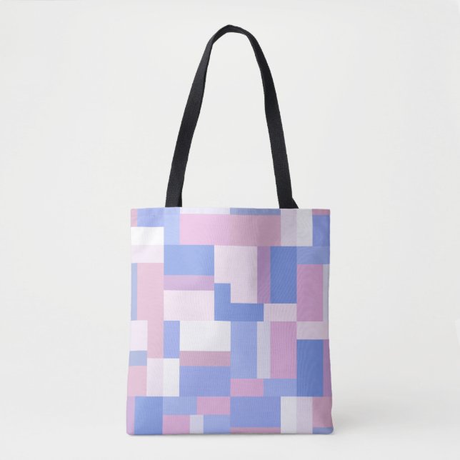 Geometric Colour Block Rectangles - Pink and Blue Tote Bag (Front)