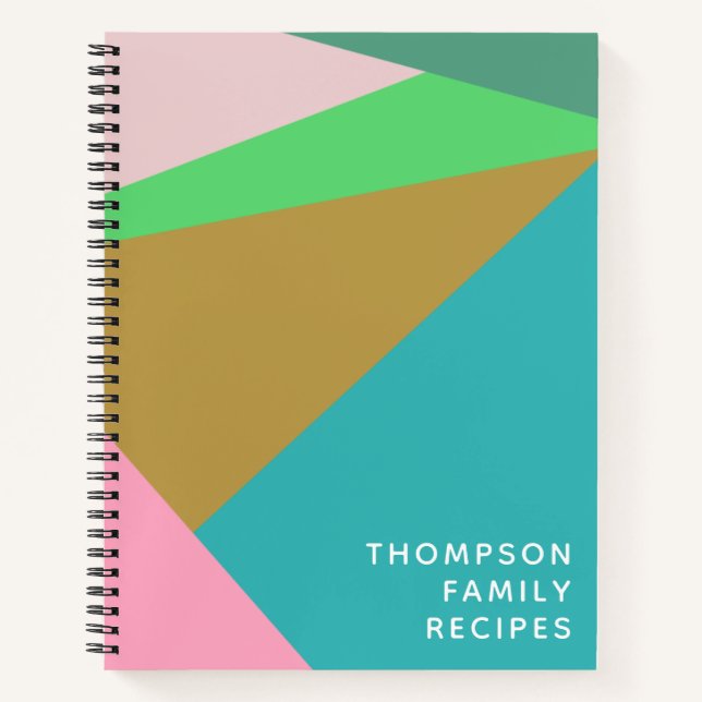 Geometric Colour Block Triangle Personalised Recip Notebook (Front)
