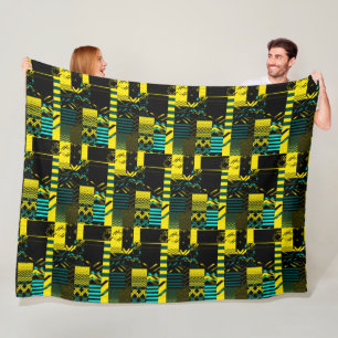 Geometric Colour‑Blocked Motif Modern Throw Fleece Blanket