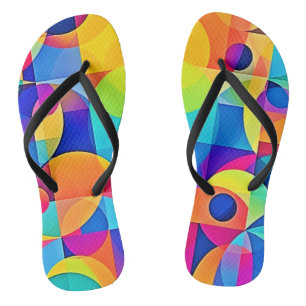 Geometric Colour Symphony Flip Flops