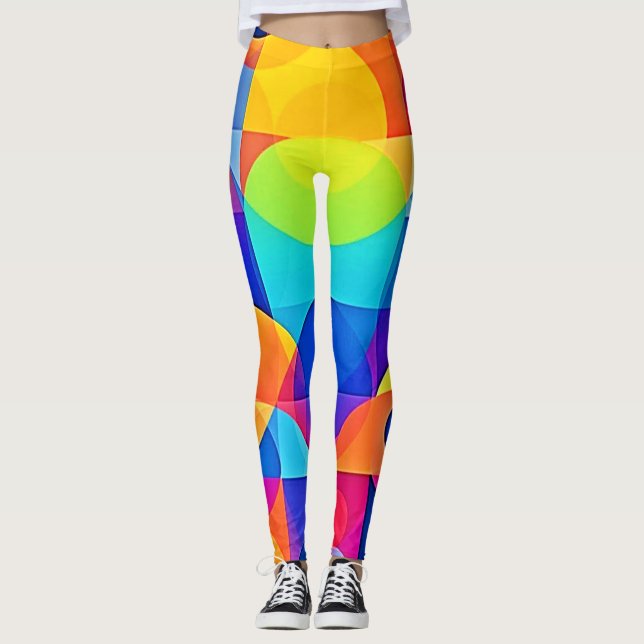 Geometric Colour Symphony Leggings (Front)