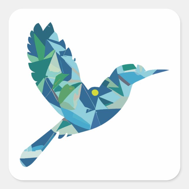 Geometric Coloured Bird Square Sticker (Front)