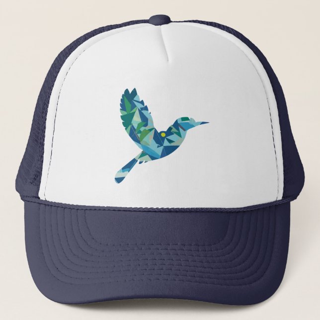 Geometric Coloured Bird Trucker Hat (Front)