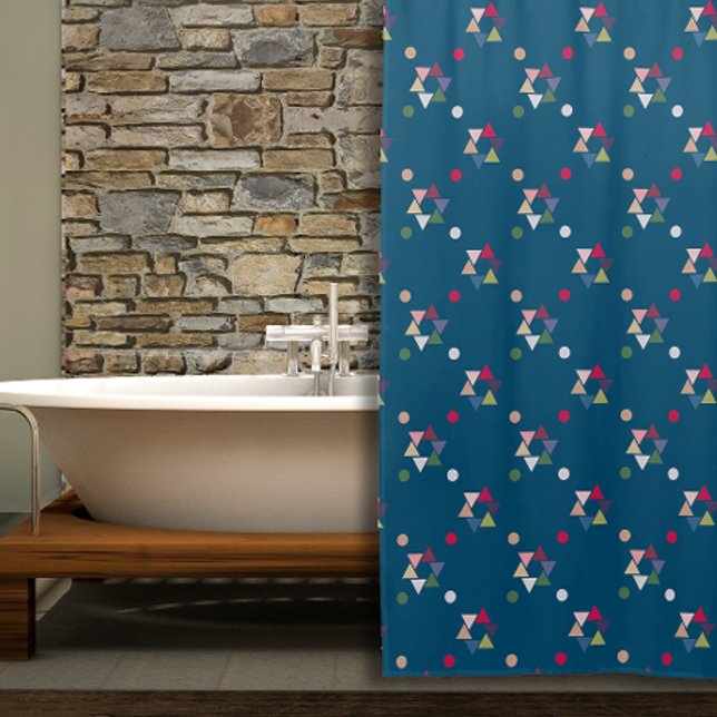Geometric coloured pattern  blue Shower Curtain (Creator Uploaded)