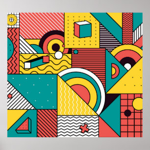 Geometric colourful: abstract pattern. poster