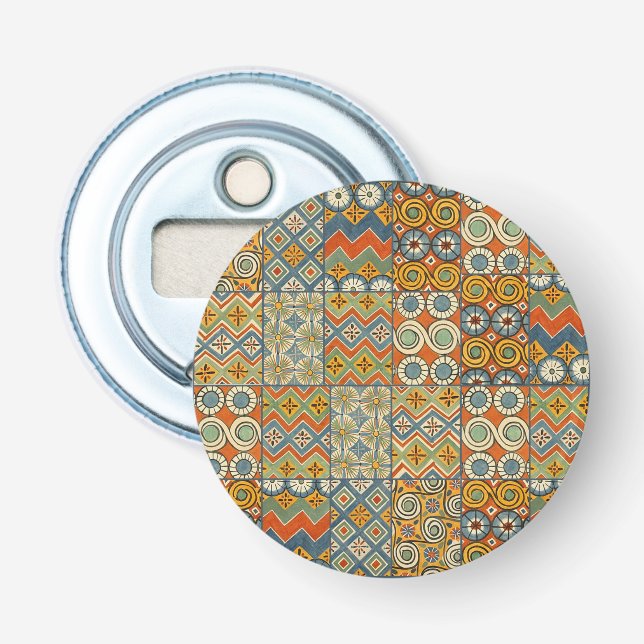 Geometric Colourful Antique Egyptian Graphic Art Bottle Opener (Front)