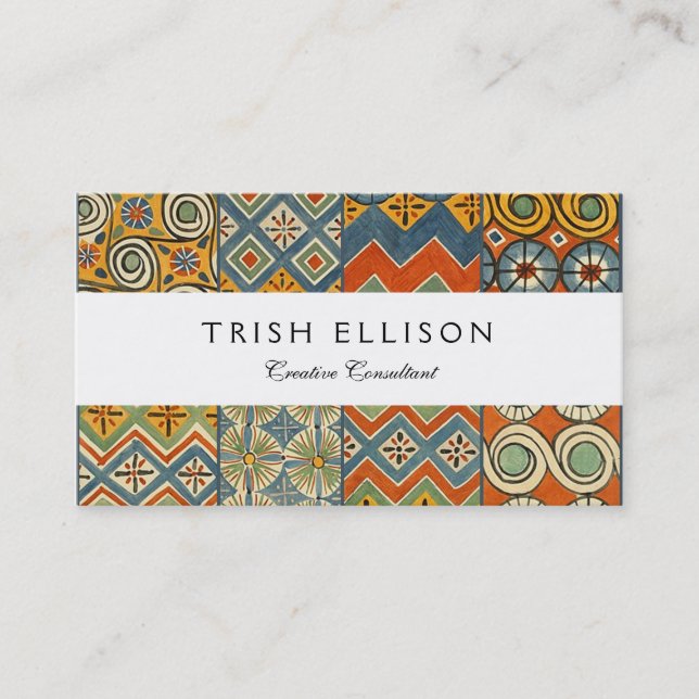 Geometric Colourful Antique Egyptian Graphic Art Business Card (Front)