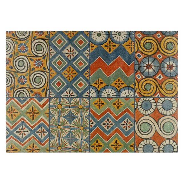 Geometric Colourful Antique Egyptian Graphic Art Cutting Board (Front)
