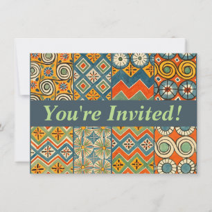 Geometric Colourful Antique Egyptian Graphic Art Invitation