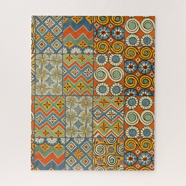 Geometric Colourful Antique Egyptian Graphic Art Jigsaw Puzzle (Vertical)
