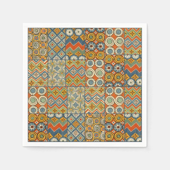 Geometric Colourful Antique Egyptian Graphic Art Napkin (Front)