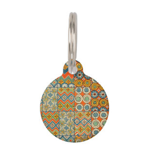 Geometric Colourful Antique Egyptian Graphic Art Pet Tag