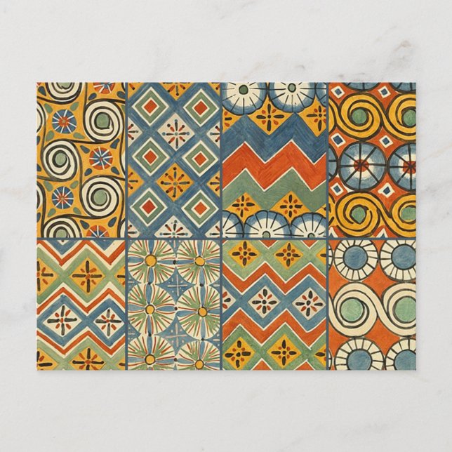 Geometric Colourful Antique Egyptian Graphic Art Postcard (Front)