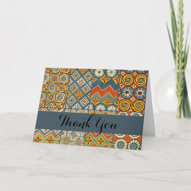 Geometric Colourful Antique Egyptian Graphic Art Thank You Card (Front)