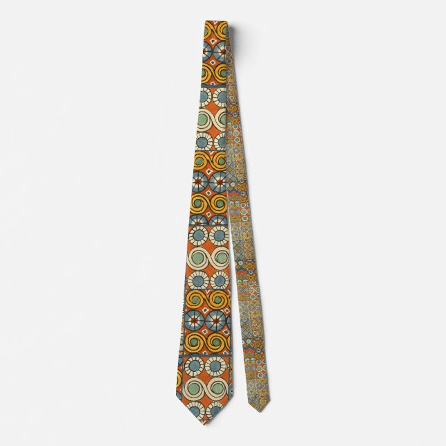 Geometric Colourful Antique Egyptian Graphic Art Tie (Front)