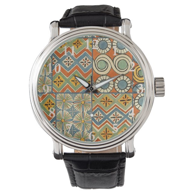 Geometric Colourful Antique Egyptian Graphic Art Watch (Front)