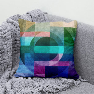 Geometric colourful circle textured Throw pillow