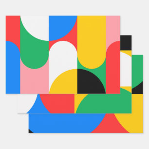 Geometric Colourful Modern Chic Cool 3-piece Wrapping Paper Sheet