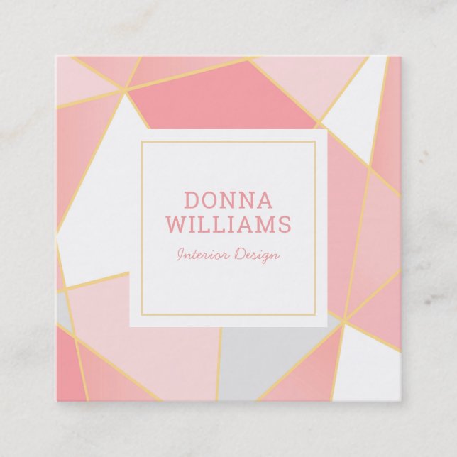 Geometric colourful shapes background square business card (Front)