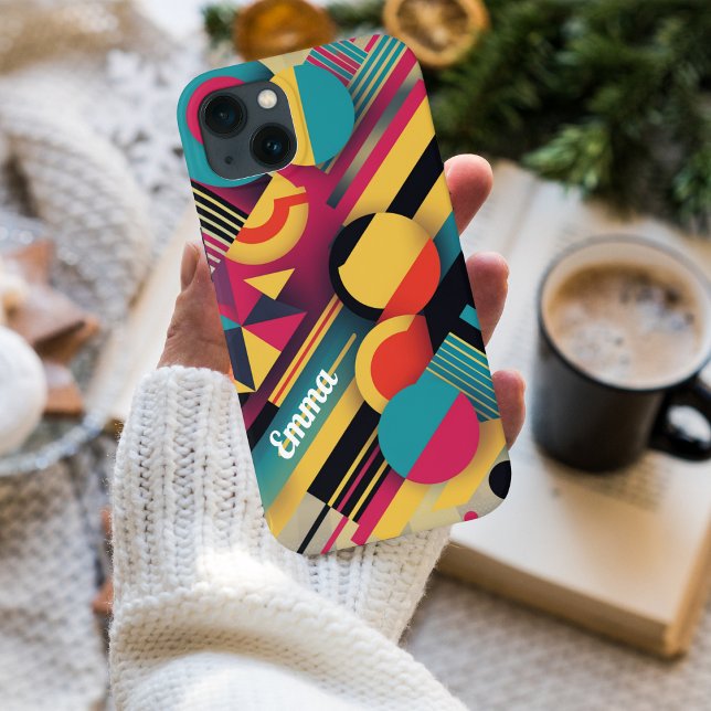 Geometric Colourful Shapes, Retro Personalised  Case-Mate iPhone Case (Creator Uploaded)
