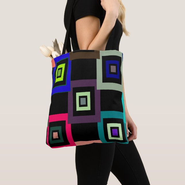 Geometric Colourful Squares - Art Gallery Artist  Tote Bag (Close Up)