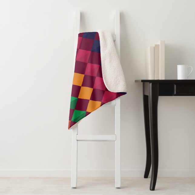 Geometric Colours Pattern  Sherpa Blanket (In Situ)