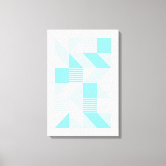 Geometric Composition in Aqua Tones Canvas Print (Front)