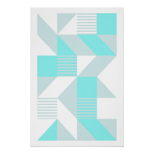 Geometric Composition in Aqua Tones Poster