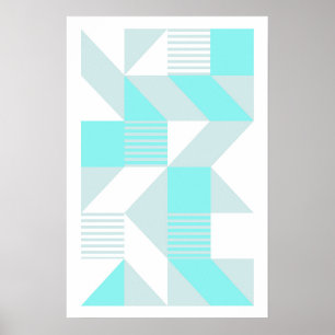 Geometric Composition in Aqua Tones Poster