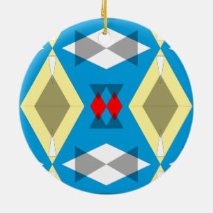 Geometric Convergence in Blue and Gold Ceramic Tree Decoration