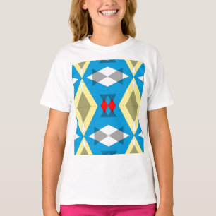Geometric Convergence in Blue and Gold T-Shirt
