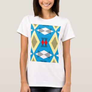 Geometric Convergence in Blue and Gold T-Shirt