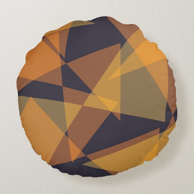 Geometric, cool, trendy, modern, simple triangles round cushion (Back)