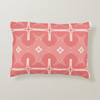 Geometric Coral and White Lattice Pattern Decorative Cushion