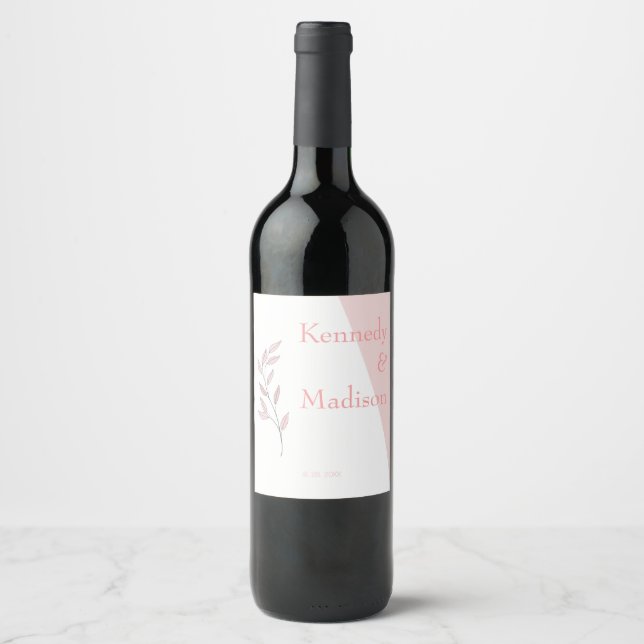 Geometric Coral Remarkable Budget Wine Label (Front)