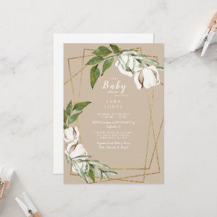 Geometric Cotton Tan Baby Shower Invitation