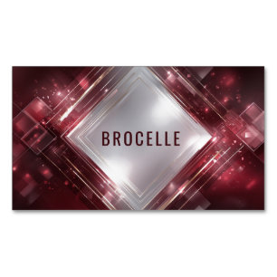 Geometric Crimson Red Gilded Frame Dynamic Magnetic Business Card