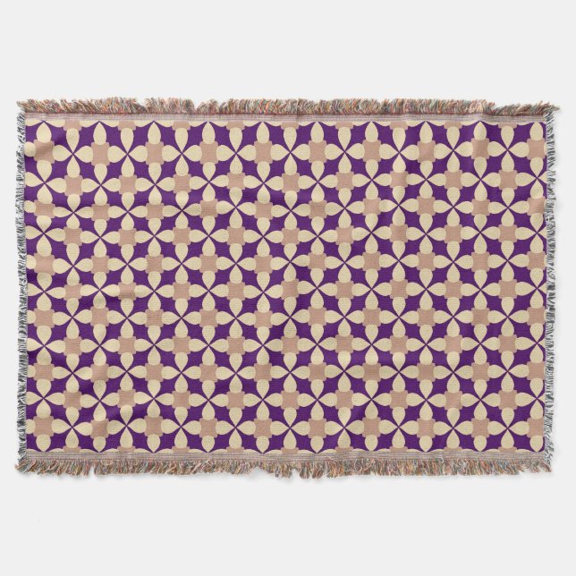 Geometric Cross Pattern in Muted Colours  Throw Blanket (Front)