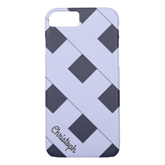 Geometric Crossing Pastel Blue Lines with Name Case-Mate iPhone Case (Back)