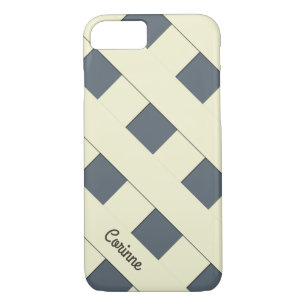 Geometric Crossing Pastel Yellow Lines with Name iPhone 8/7 Case