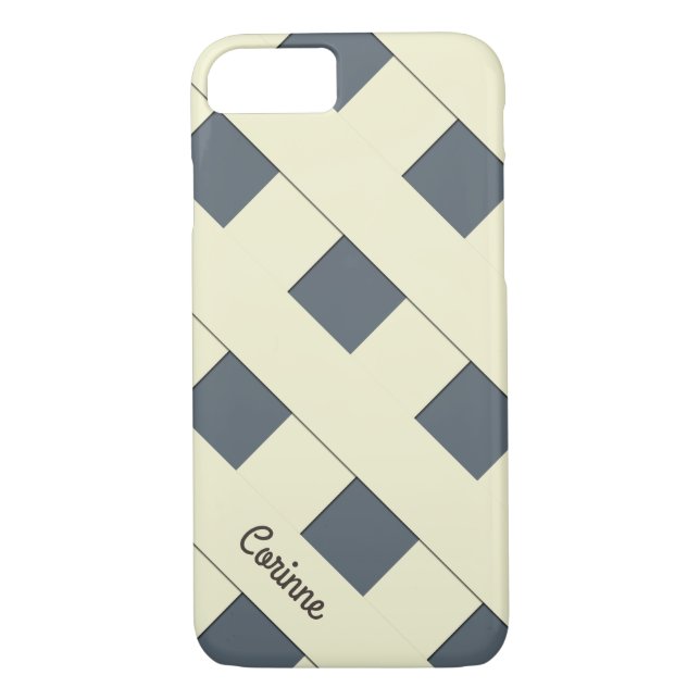 Geometric Crossing Pastel Yellow Lines with Name Case-Mate iPhone Case (Back)