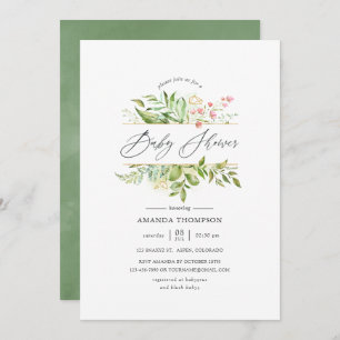 Geometric Crystal Greenery Baby Shower Invitation