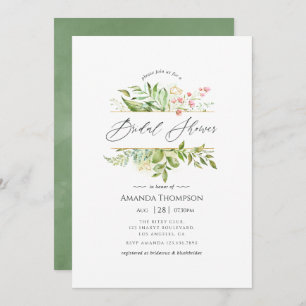 Geometric Crystal Greenery Bridal Shower Invitation